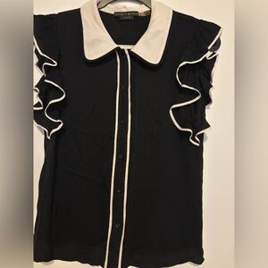Alice + Olivia Black and Cream Blouse
